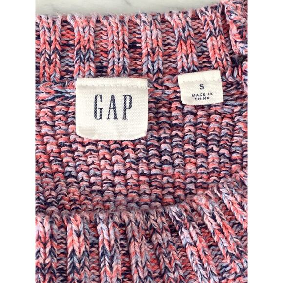 GAP Double Cable Knit Crewneck Sweater Ws Small Pink Marled Fisherman Cotton EUC - Picture 3 of 6